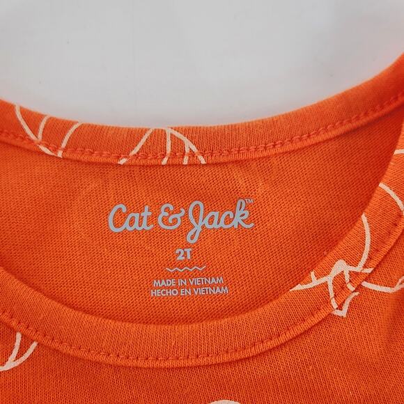 Cat & Jack Pumpkin Print Long Sleeve Dress 2T Orange Fit & Flare Thanksgiving - Picture 4 of 5